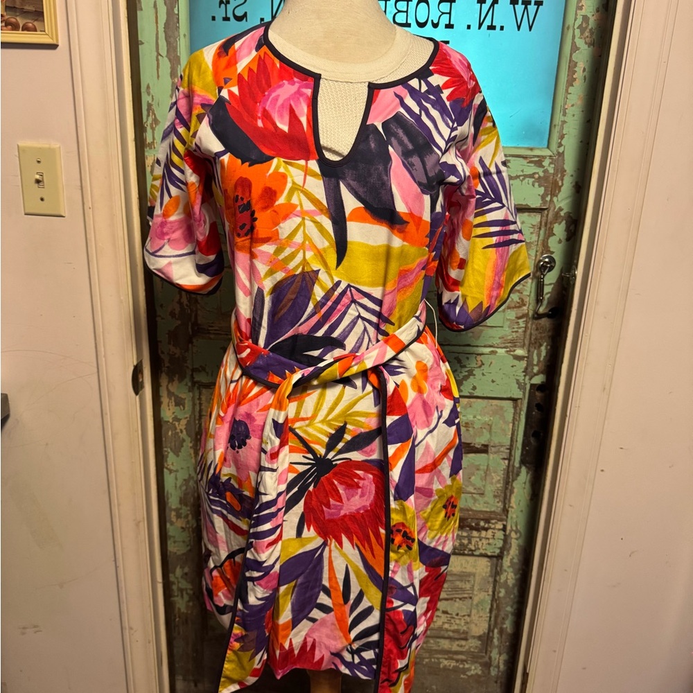 Frances Valentine Colorful Floral Midi Dress NWT Original Retail $600.00